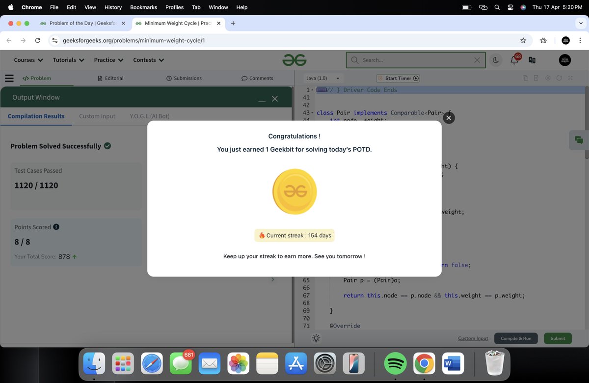 Bhavin0325's tweet photo. HELLO FOLKS!! 

160 Days of Problem Solving - Your Ultimate Interview Preparation Journey!

Day-154 : 
Topic : Graph
Solved problem : Minimum Weight Cycle

@geeksforgeeks 

#gfg160 #geekstreak2024 #POTDwithGFG #DSA #ProblemSolving https://t.co/HhbXCBTo7O