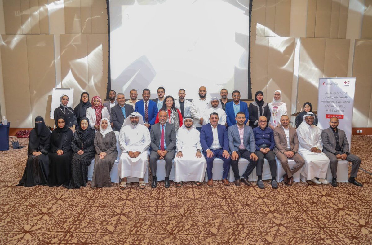 IFRC_MENA's tweet photo. We @ifrc are proud to have partnered with the @QRCS in delivering a dynamic workshop focused on strengthening capacities in Planning, Monitoring, Evaluation, and Reporting (PMER) and Accountability. With over 25 participants attending in person and more than 60 joining virtually, the workshop served as a valuable platform for learning, exchange, and collaboration.
A sincere thank you to the leadership of the Qatar Red Crescent Society for their commitment, and to all participants for their active engagement and contributions. 
This successful collaboration reflects our shared dedication to quality programming and greater accountability to the communities we serve.