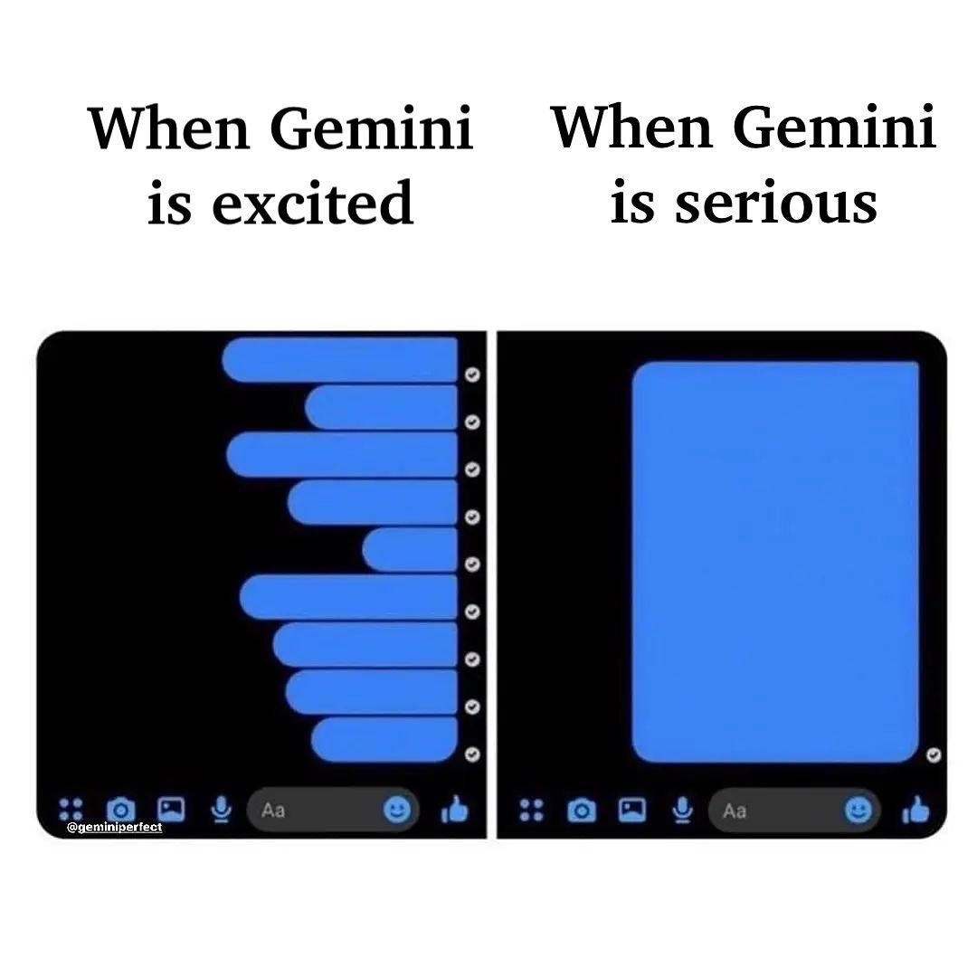 Geminihumour's tweet photo. just gemini things: https://t.co/5jk9Wv9tig