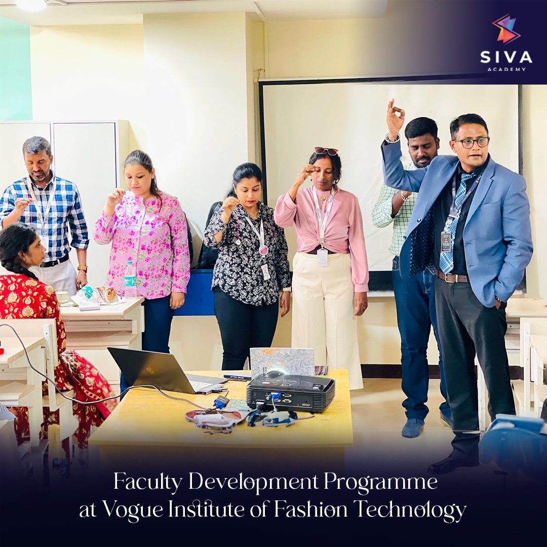 siva_academy's tweet image. Faculty Development Programme at Vogue Institute of Fashion Technology. 
A heartfelt thank you to the faculty and staff for the warm welcome and enthusiastic participation! 
#SivaAcademy #FacultyDevelopmentProgramme #VogueInstitute #EducationMatters #TeachingExcellence