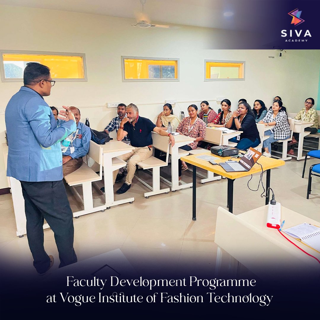 siva_academy's tweet image. Faculty Development Programme at Vogue Institute of Fashion Technology. 
A heartfelt thank you to the faculty and staff for the warm welcome and enthusiastic participation! 
#SivaAcademy #FacultyDevelopmentProgramme #VogueInstitute #EducationMatters #TeachingExcellence