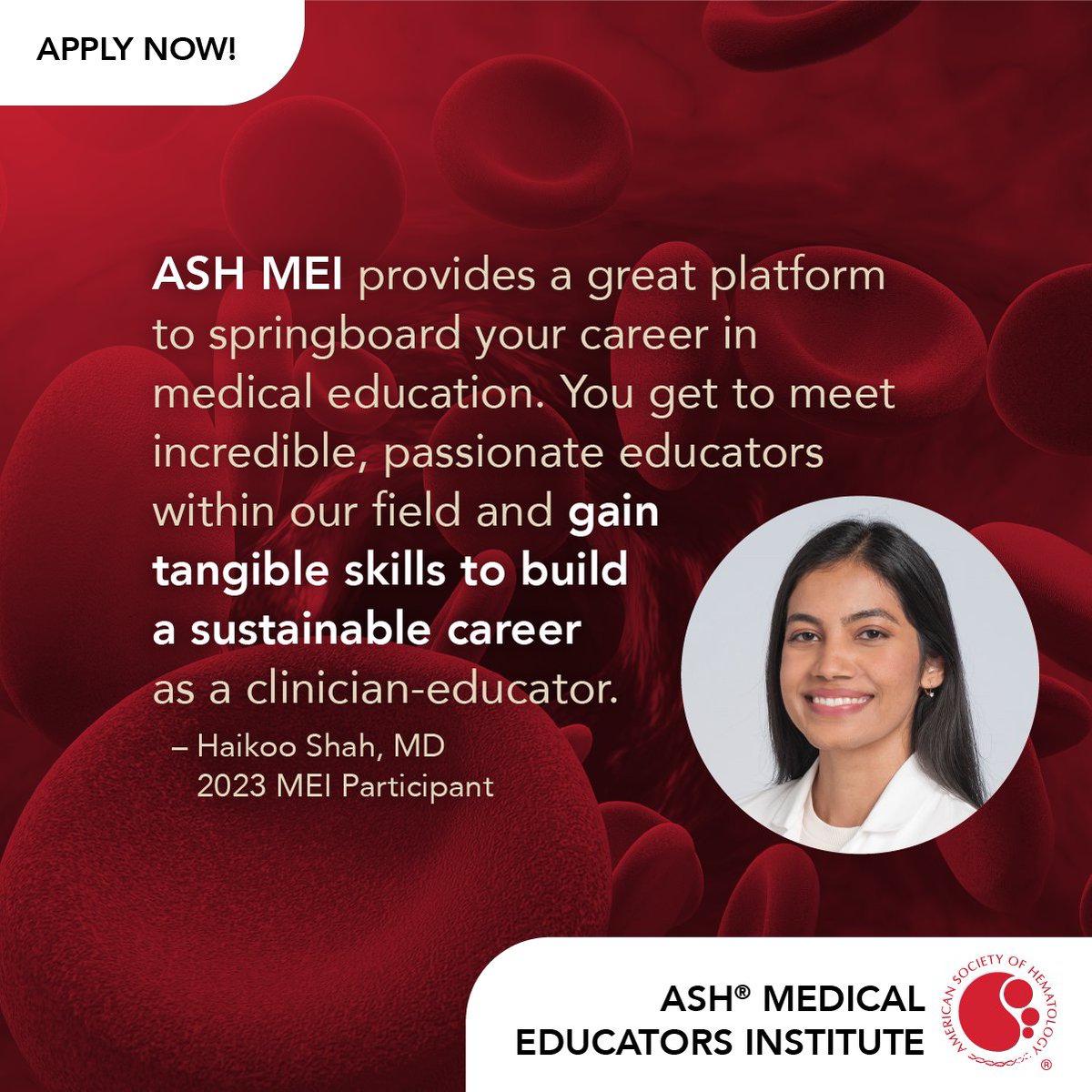 The window to apply for this tailored #hematology education program closes April 24!

When you apply, highlight your passion and commitment to advancing hematology education. Show your potential as a leader! Don’t forget all the required documents! 

🔗ow.ly/miCy50VwOUU