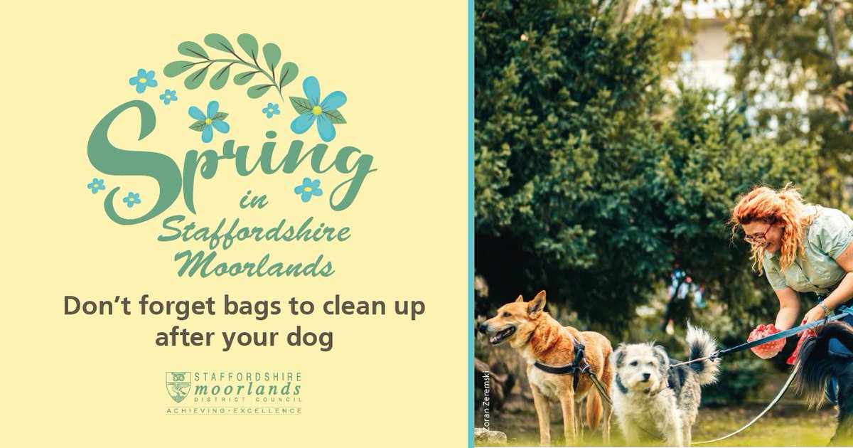 Don't forget to take some poo bags with you when you head out for a walk with the dog this Easter weekend!

You can report dog fouling online myforms.staffsmoorlands.gov.uk/DOGFOULING/lau…