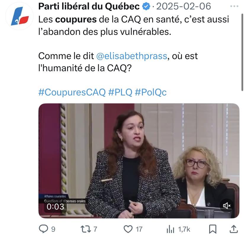 Les oppositions disent aujourd'hui que le gouvernement a trop dépensé, mais plus tôt cette année:

🟠 QS dénonçait "l'austérité"
🔵 Le PQ s'alarmait de "compressions"
🔴 Même le PLQ se scandalisait de "coupures"

S'opposer pour s'opposer. Aucune boussole. 🧭