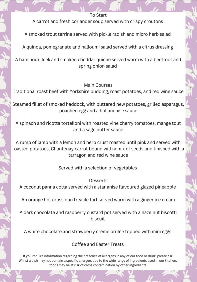 LyssesHouse's tweet photo. We still have availability for our Easter menu on Sunday 20th April! 
Book now to avoid disappointment. 
Call on 01329 822622 https://t.co/LWTUIv09Q3