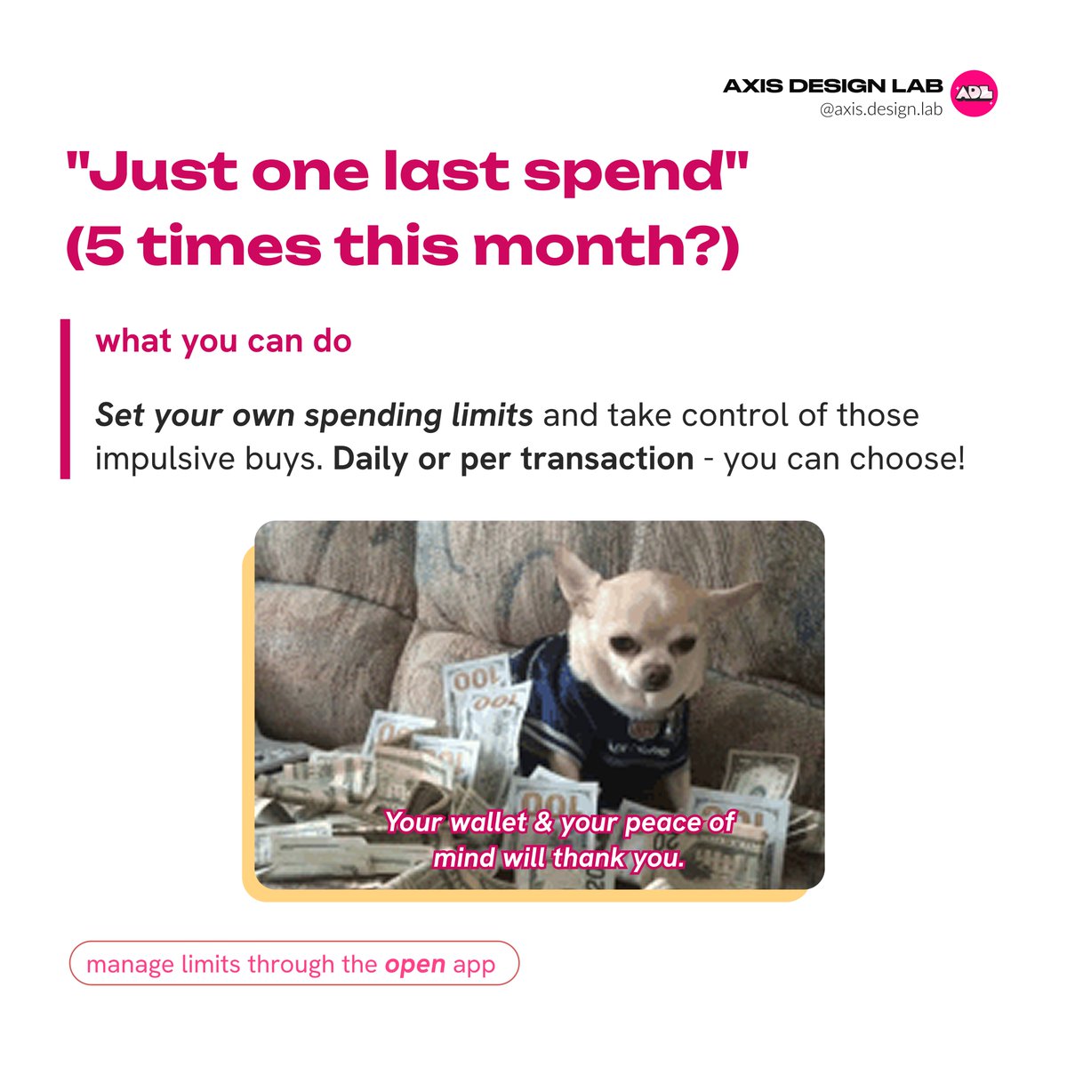 AxisDesignLab's tweet photo. 1/2
The everlasting situation-ship with money is... complicated (to say the least)  😞 

Let's unravel the mystery of some of the 3 fascinating behaviours we have towards our money 🤑

Warning: May cause you to re-evaluate your last impulse buy (or many) ✨ https://t.co/wMQZH2B0Jq