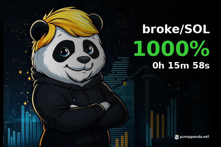 $broke up 10.0x! 🚀

Called in our free Pump Panda signal group at $54.0K marketcap.

Many more bangers in our free group. Join now via the link in our bio and win with our community! 🐼

Top performers last 24h:
$PEEP - 65.5x
$FUN - 39.8x
$broke - 19.4x
$ice - 12.4x
$Tabby -