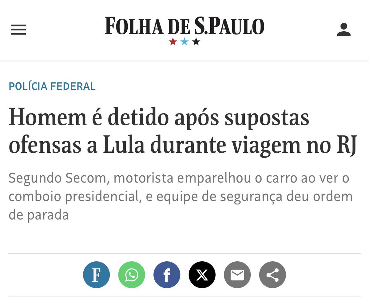 🚨Prisão ilegal. Ofensa a presidente resulta em ação judicial, não prisão. Ninguém pode ser preso, sem julgamento, por falar

E mesmo assim, a jurisprudência entende que se a pessoa acredita que falou a verdade, o dolo se afasta e não se pune a ação. 

Lula foi chamado de ladrão