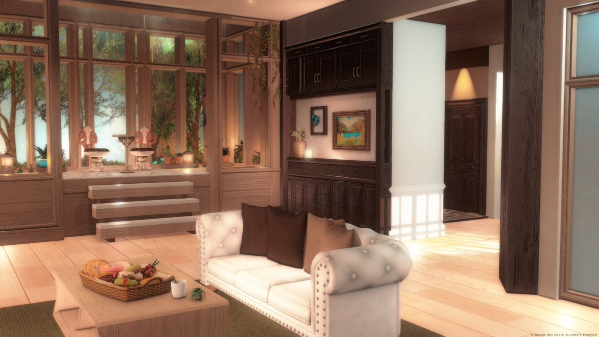 ハウジング代行 
『L'Espace plaisant』
タイトルは家主様に決めていただきました！フランス語で心地よい空間という意味だそうです🌿

 ⇣⇣住所はリプ欄へ
#FFXIV #ffxivhousing #FF14housing #HousingEden #FF14ハウジング #まひなのお家