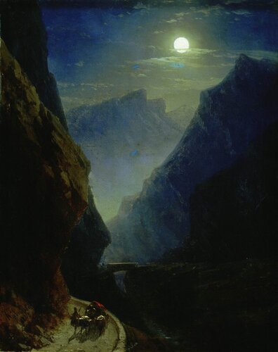 Darial Gorge. Moon night #artbots #aivazovski