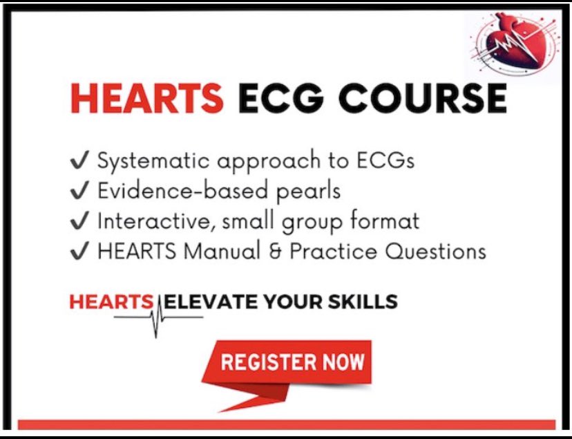 heartsECGcourse (@heartsecgcourse) on Twitter photo Next series of ECG courses!
1. HEARTS Resident: May 23 - sold out
2. HEARTS Resident: June 18+25
3. HEARTS Student: July 15+22
4. HEARTS Advanced: July 23+30
To register: heartsECGcourse.com
<a href="/ECGcases/">Jesse McLaren</a> <a href="/EMCases/">Anton Helman</a>
#ECG #EKG #ECGinterpretation #medstudent #resident #paramedic Next series of ECG courses!
1. HEARTS Resident: May 23 - sold out
2. HEARTS Resident: June 18+25
3. HEARTS Student: July 15+22
4. HEARTS Advanced: July 23+30
To register: heartsECGcourse.com
<a href="/ECGcases/">Jesse McLaren</a> <a href="/EMCases/">Anton Helman</a>
#ECG #EKG #ECGinterpretation #medstudent #resident #paramedic