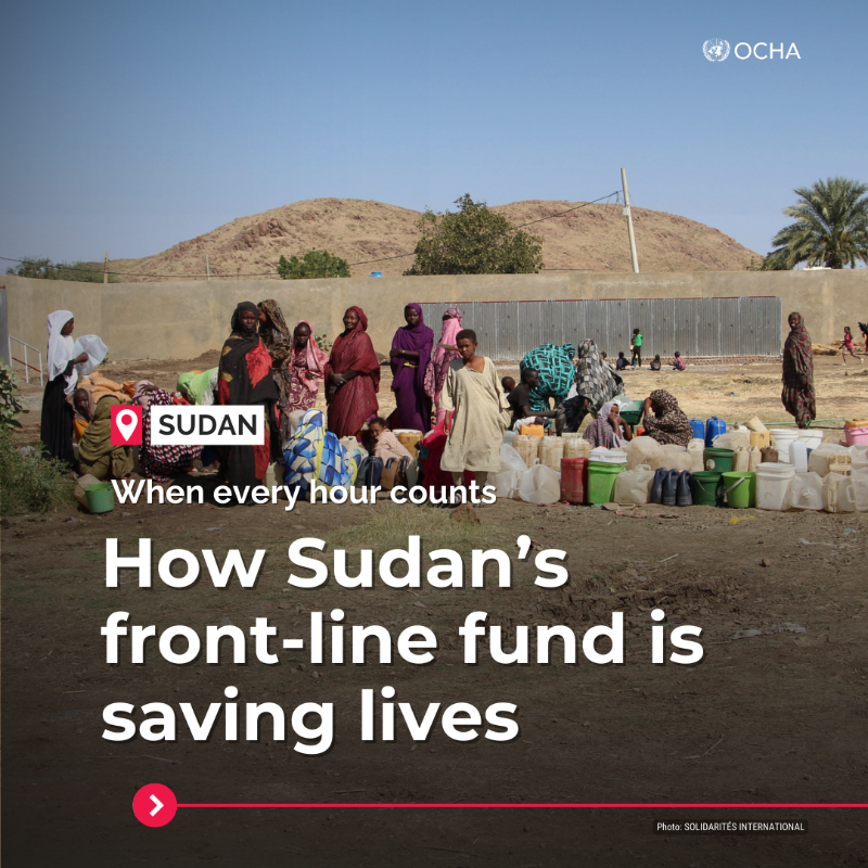 UNOCHA's tweet photo. In #Sudan, where conflict, disease and hunger are escalating fast, life-saving aid is critical.
 
The OCHA-managed Sudan Humanitarian Fund is getting vital funds to local partners with rare speed.
 
💙 Read how the Fund is saving lives and how you can help. ⬇️