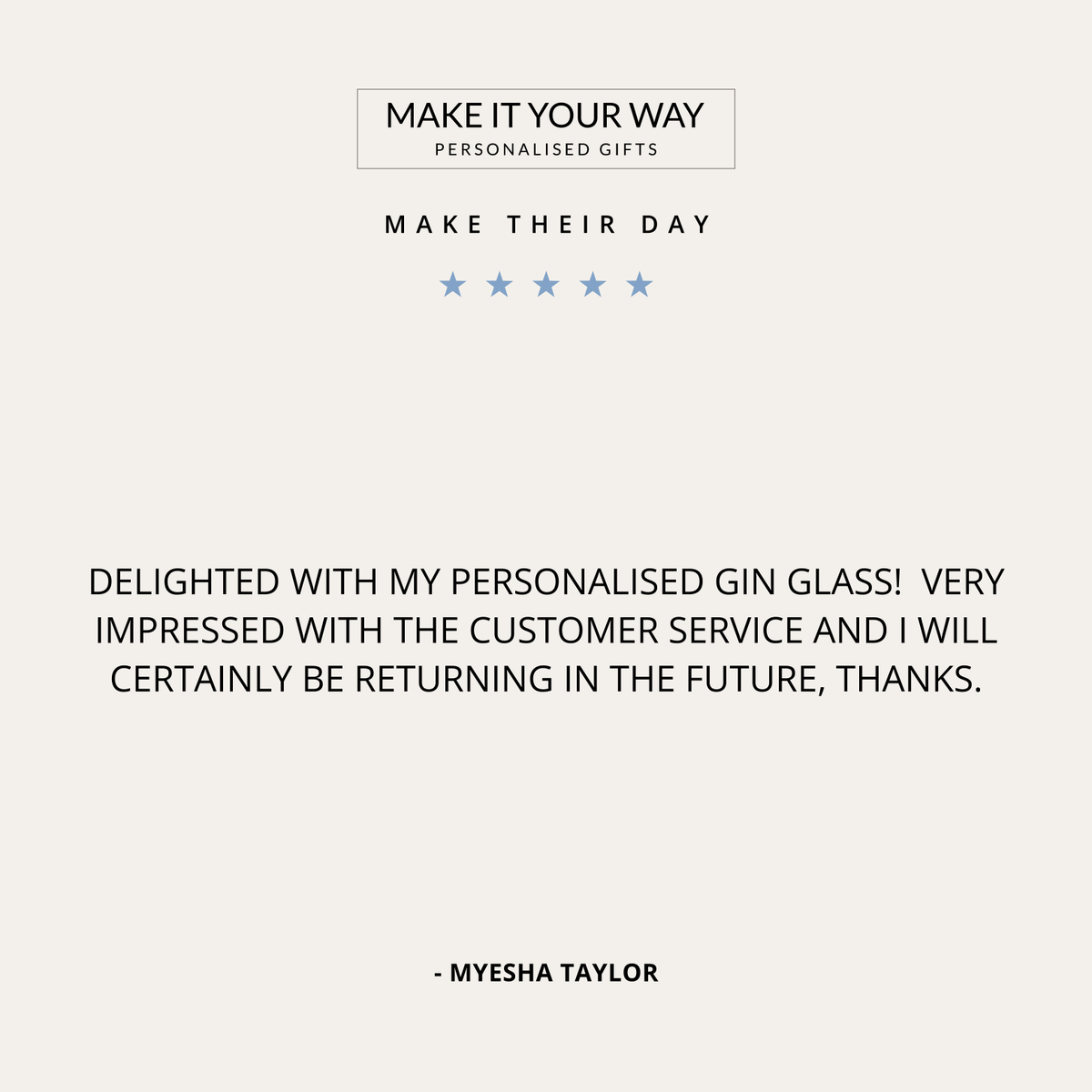 makeityourwayy's tweet photo. Myesha Taylor is in love with her personalised gin glass! 🍸

"Very impressed with the customer service and I will certainly be returning in the future."

Thank you for these wonderful words! 🙌

#MakeItYourWay

https://t.co/g1BmZ7DoBq https://t.co/D6KPQfYXqf
