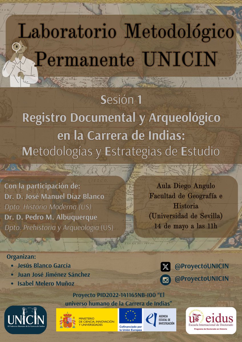 📣Presentación de la Primera Sesión del Laboratorio Metodológico Permanente UNICIN

El próximo 14 de mayo tendremos nuestro primer encuentro metodológico donde trataremos el diálogo entre  fuentes documentales y registro arqueológico para el estudio de la Carrera de Indias.
