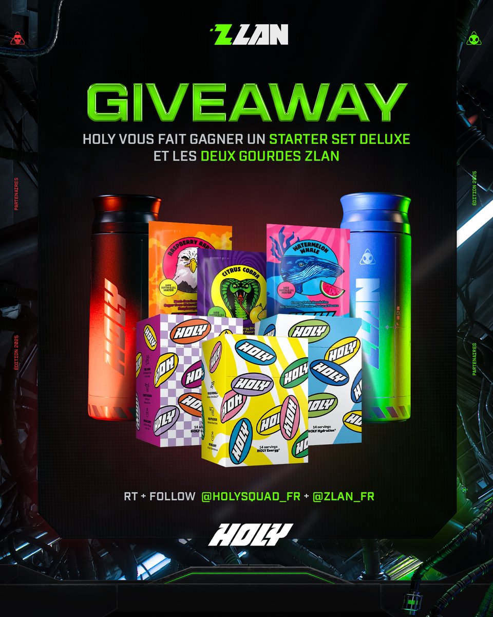 ZLAN | #ZLAN2025 (@zlan_fr) on Twitter photo C'est bientôt le début de la #ZLAN2025 ! À l'occasion, <a href="/holysquad_fr/">HOLY Squad France®</a> vous offre un Starter Set Deluxe avec les 2 gourdes ZLAN !
Pour participer :
🔄RT
👥Follow <a href="/holysquad_fr/">HOLY Squad France®</a> & <a href="/ZLAN_FR/">ZLAN</a>
TAS le 22/04 C'est bientôt le début de la #ZLAN2025 ! À l'occasion, <a href="/holysquad_fr/">HOLY Squad France®</a> vous offre un Starter Set Deluxe avec les 2 gourdes ZLAN !
Pour participer :
🔄RT
👥Follow <a href="/holysquad_fr/">HOLY Squad France®</a> & <a href="/ZLAN_FR/">ZLAN</a>
TAS le 22/04