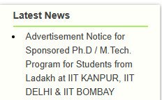 Opportunity for the #Ladakhi students to pursue M.Tech and PhD from the reputed IIT Bombay, IIT Kanpur and IIT Delhi.
<a href="/LEAFLadakh/">LEAF Ladakh</a> <a href="/lswsd/">Ladakh Students Welfare Society Delhi</a>  <a href="/Aksad4u/">All Kargil (Ladakh) Students' Association Delhi</a> @ALSWAJ_2019 

iitk.ac.in