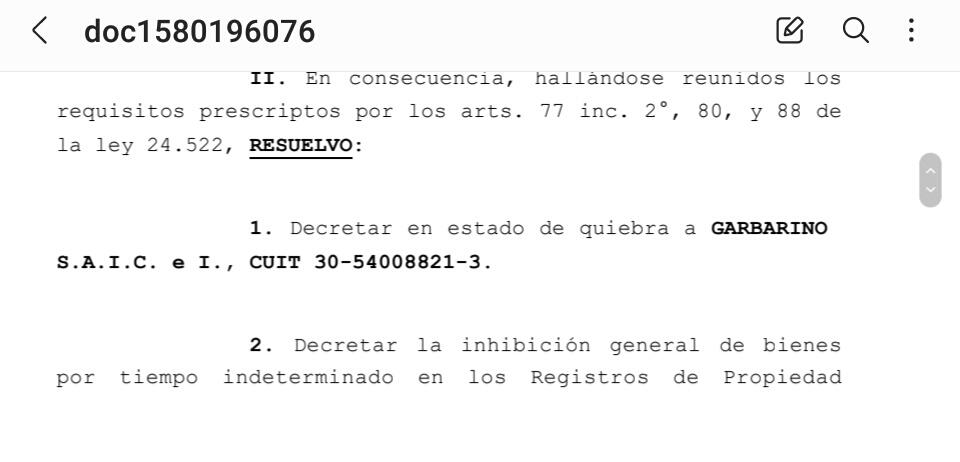 yapura_djchino's tweet photo. FIN SE DECRETO LA QIEBRA DE @garbarino Consecuencias de malos oscuros manejos, fuga de ccapitales,vaciamieto.
 @faecys , Cavalieri, Carlos Rosales  su dueño, la familia Garbarino, el gobierno de los Fernandes, delegados TRAIDORES. Actores principales https://t.co/2hb0bIhnl9