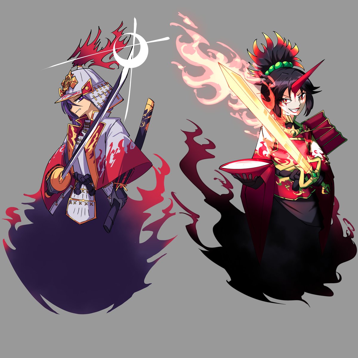 The blades of Fudou Myouou, Konngara-doji and Seitaka-doji (Meira)
#touhou #東方Project