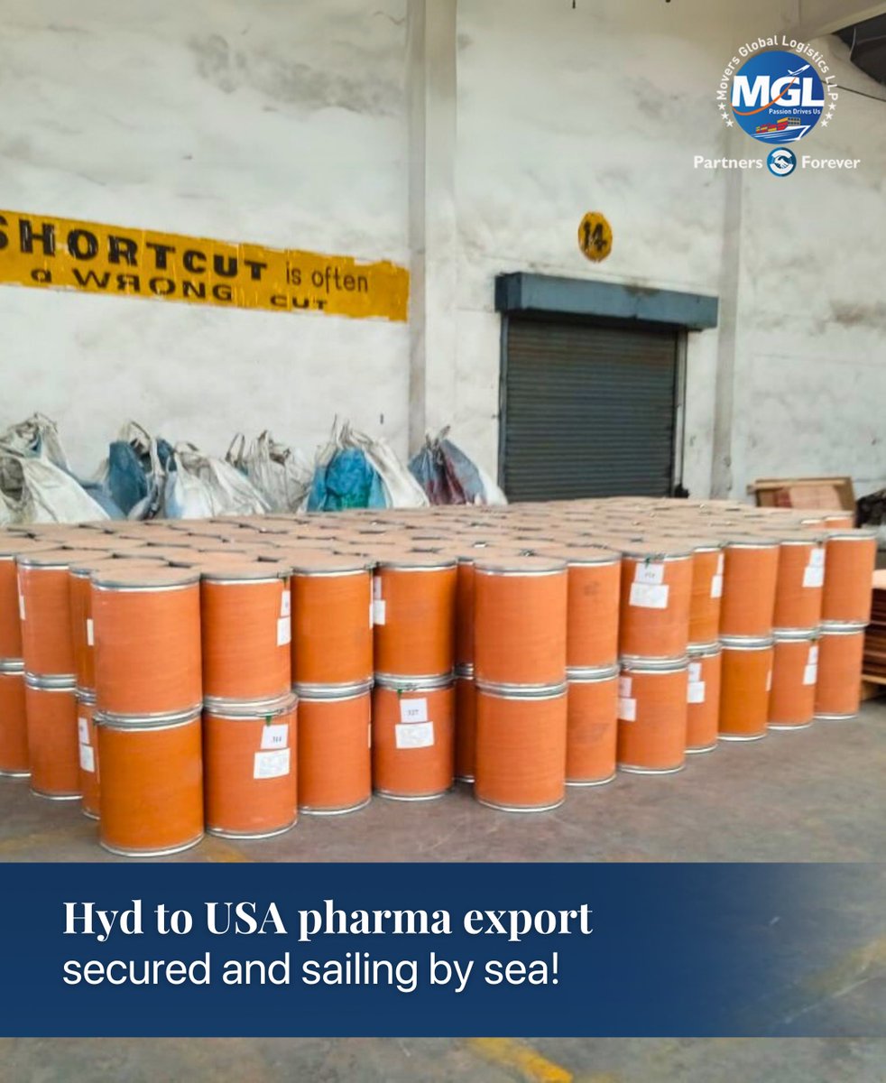 moversglobal1's tweet photo. Another successful pharma shipment from Hyd to the USA, safely on its way by sea! 

At Movers Global Logistics, we ensure your valuable cargo reaches its destination securely and on time 📦

📞For facility management services, call +91 7799333124
.
.
.
#ReliableShippi ... https://t.co/msK6kQd8Pt