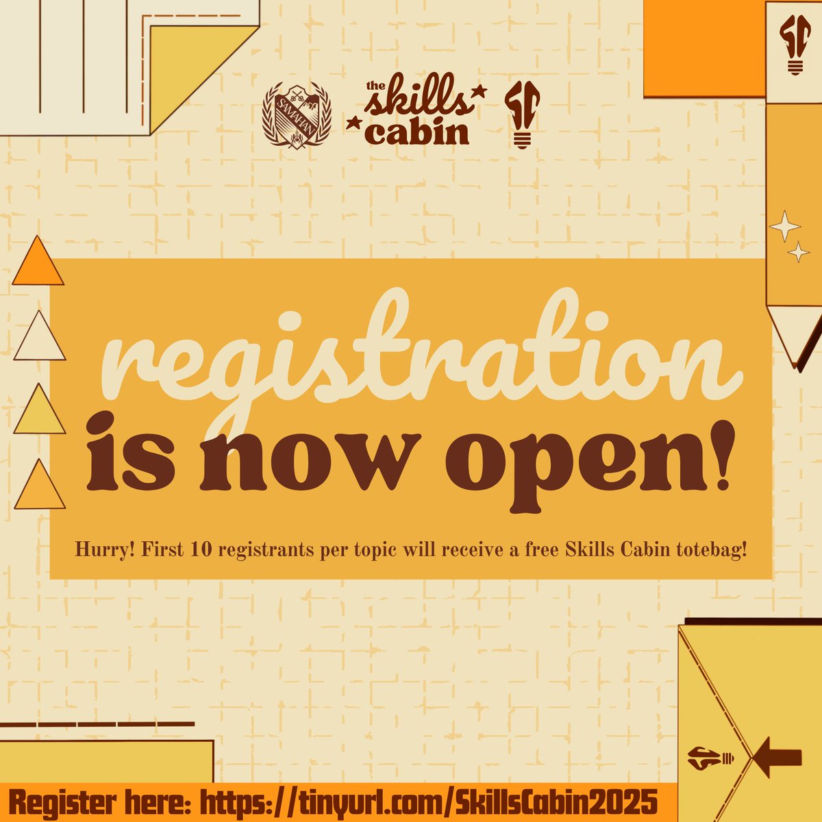 addusamahan's tweet image. Calling all creative minds and curious hearts, #TheSkillsCabin💡 registration is open!

Explore hands-on sessions and skill-building topics to fuel your creativity and passion.

📥 Register: tinyurl.com/SkillsCabin2025

Please see photos below for more details.

#AllForMore➕