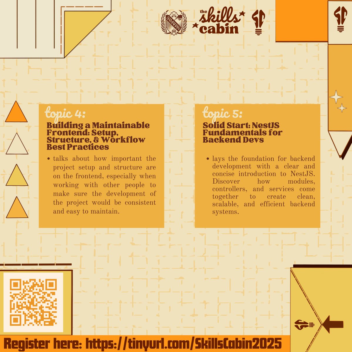 addusamahan's tweet image. Calling all creative minds and curious hearts, #TheSkillsCabin💡 registration is open!

Explore hands-on sessions and skill-building topics to fuel your creativity and passion.

📥 Register: tinyurl.com/SkillsCabin2025

Please see photos below for more details.

#AllForMore➕