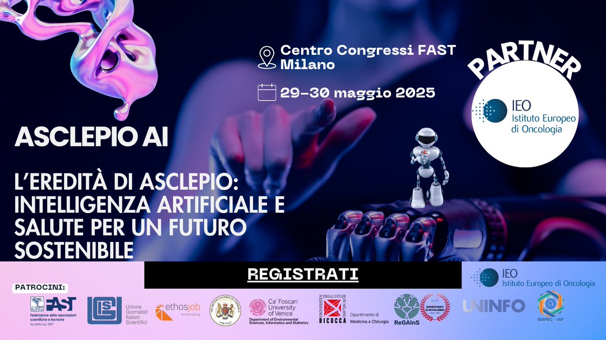 AsclepioAI (@asclepioai) on Twitter photo ๐ฉบ #asclepioai: 10 ๐๐ซ๐๐๐ข๐ญ๐ข ๐๐๐ per medici!
<a href="/IEOufficiale/">IEO</a> รจ partner dellโevento formativo โAsclepio AI Intelligenza artificiale e Salute per un Futuro Sostenibileโ
๐ Centro congressi FAST Milano
๐๏ธ 29-30 maggio 2025
๐ ISCRIVITI:
futurewJpqSDemDEMbaTR.eventify.io/t2/tickets/E5Fโฆ ๐ฉบ #asclepioai: 10 ๐๐ซ๐๐๐ข๐ญ๐ข ๐๐๐ per medici!
<a href="/IEOufficiale/">IEO</a> รจ partner dellโevento formativo โAsclepio AI Intelligenza artificiale e Salute per un Futuro Sostenibileโ
๐ Centro congressi FAST Milano
๐๏ธ 29-30 maggio 2025
๐ ISCRIVITI:
futurewJpqSDemDEMbaTR.eventify.io/t2/tickets/E5Fโฆ