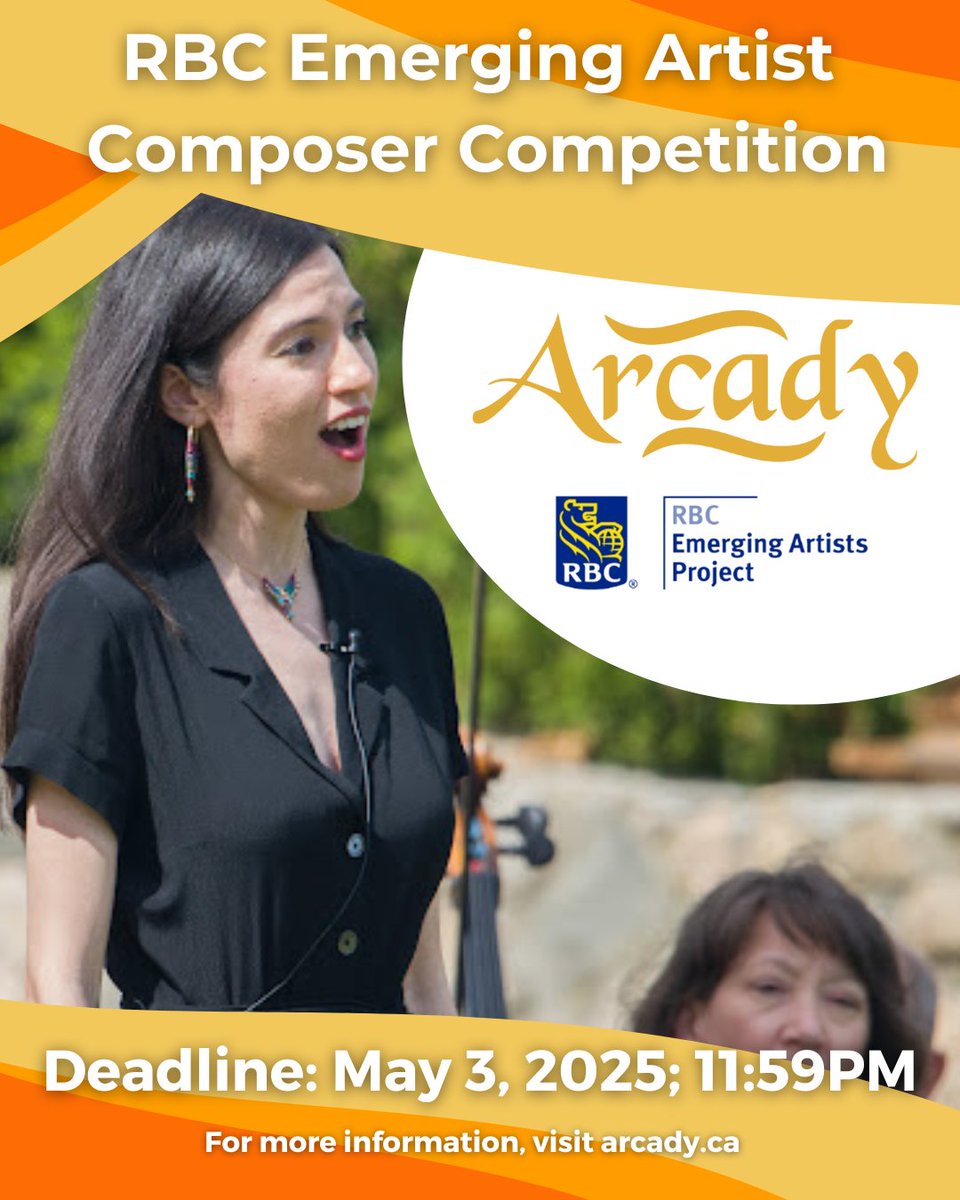 ArcadyEnsemble's tweet photo. LAST CALL for submissions to our 2025 RBC supported composer competition! 

DEADLINE: May 3rd, 2025 @ 11:50 PM. 

This program gives emerging composers the chance to have their submitted work showcased by our professional ensemble. 

Visit https://t.co/fPrFnW0eMY for more info! https://t.co/rGP5C9yyNS