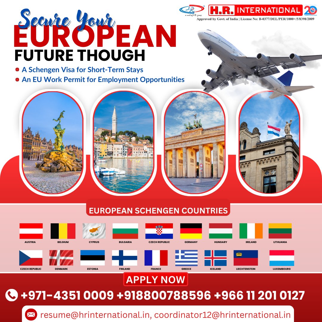 hriuae's tweet image. 🌍 Dreaming of working in Europe? Make it real with H.R. International! ✨ EU Work Permits available now. Book your appointment today! 📞 +91-8800788596 | 🌐 hrinternational.in #WorkInEurope #EUWorkPermit #AbroadJobs #HRInternational4o