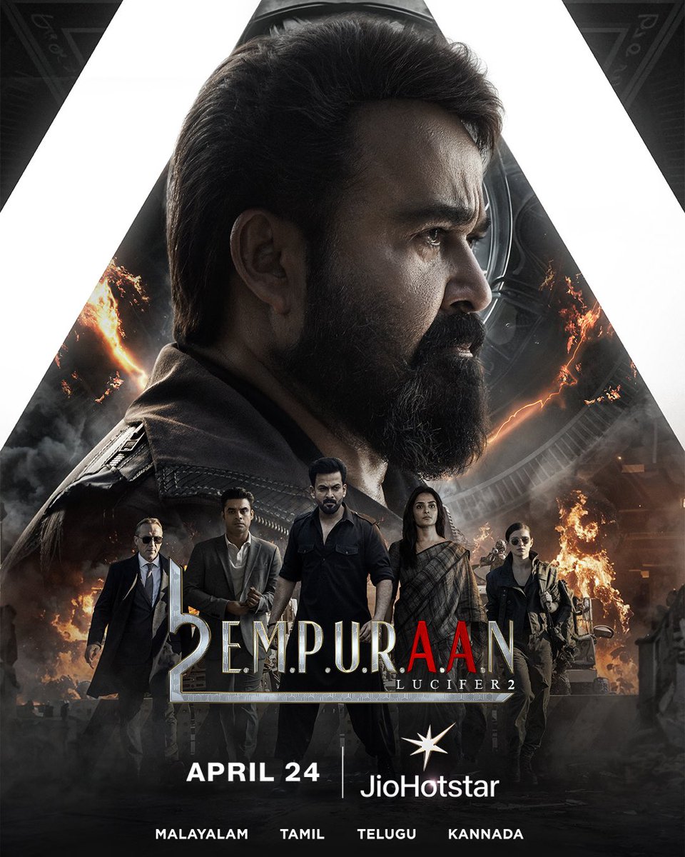 Aashirvad Cinemas (@aashirvadcine) on Twitter photo L2: Empuraan will be streaming from 24th April only on JioHotstar.
#Empuraan #JioHotstar #EmpuraanOnJioHotstar #Mohanlal #PrithvirajSukumaran #MalayalamCinema #Mollywood #EmpuraanMovie #Lucifer2 #EmpuraanL2 #L2E
@mohanlal @prithviofficial <a href="/GopyMurali/">Murali Gopy</a> <a href="/antonypbvr/">Antony Perumbavoor</a> L2: Empuraan will be streaming from 24th April only on JioHotstar.
#Empuraan #JioHotstar #EmpuraanOnJioHotstar #Mohanlal #PrithvirajSukumaran #MalayalamCinema #Mollywood #EmpuraanMovie #Lucifer2 #EmpuraanL2 #L2E
@mohanlal @prithviofficial <a href="/GopyMurali/">Murali Gopy</a> <a href="/antonypbvr/">Antony Perumbavoor</a>