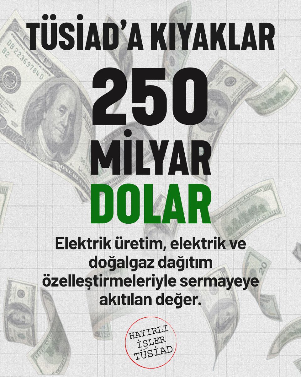 Şirketler, enerji üretim-dağıtım özelleştirmeleri ve serbestleştirmeleriyle katma değerin yüzde 65-70'ini kontrol ediyor.

Bu da demek oluyor ki, 2006'dan geçen yıla kadar özel sektöre 250 milyar dolar aktarıldı.

Piyasacılık suçtur. Temel haklarımızdan kâr edenleri durduracağız.