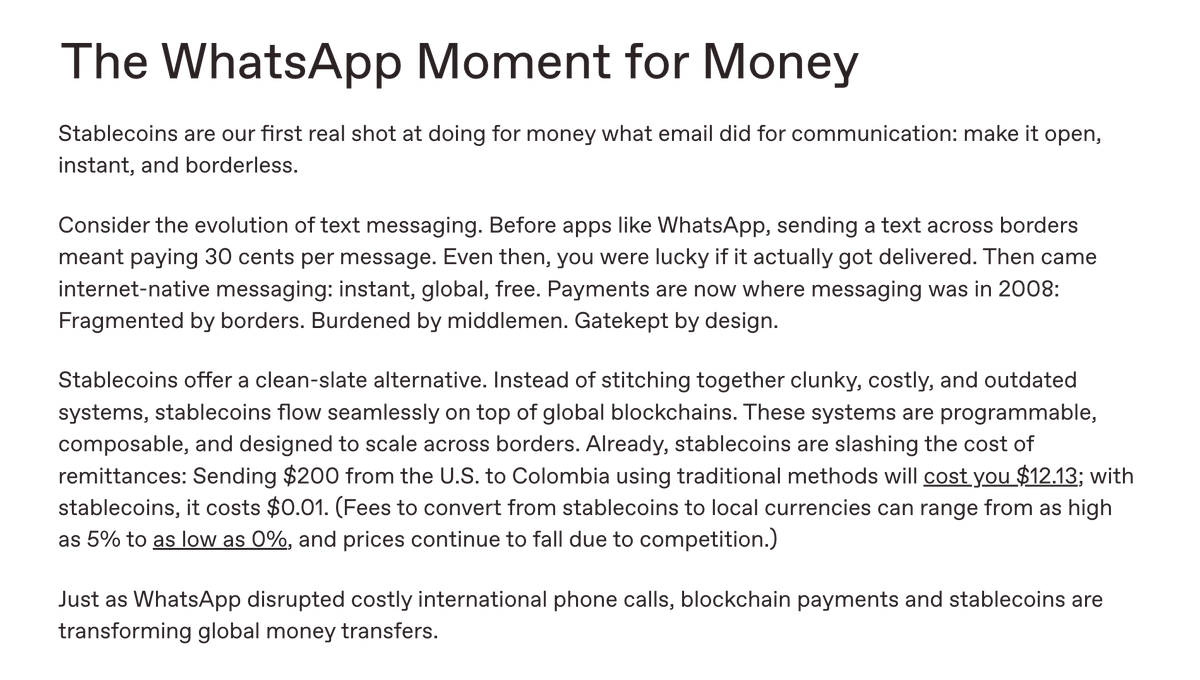 🧵1/ Stablecoins are having their WhatsApp moment! 

Just like WhatsApp made global messaging instant and nearly free, stablecoins are now doing the same for money—making cross-border payments almost instant and at a fraction of the cost, cutting out the middlemen and high fees