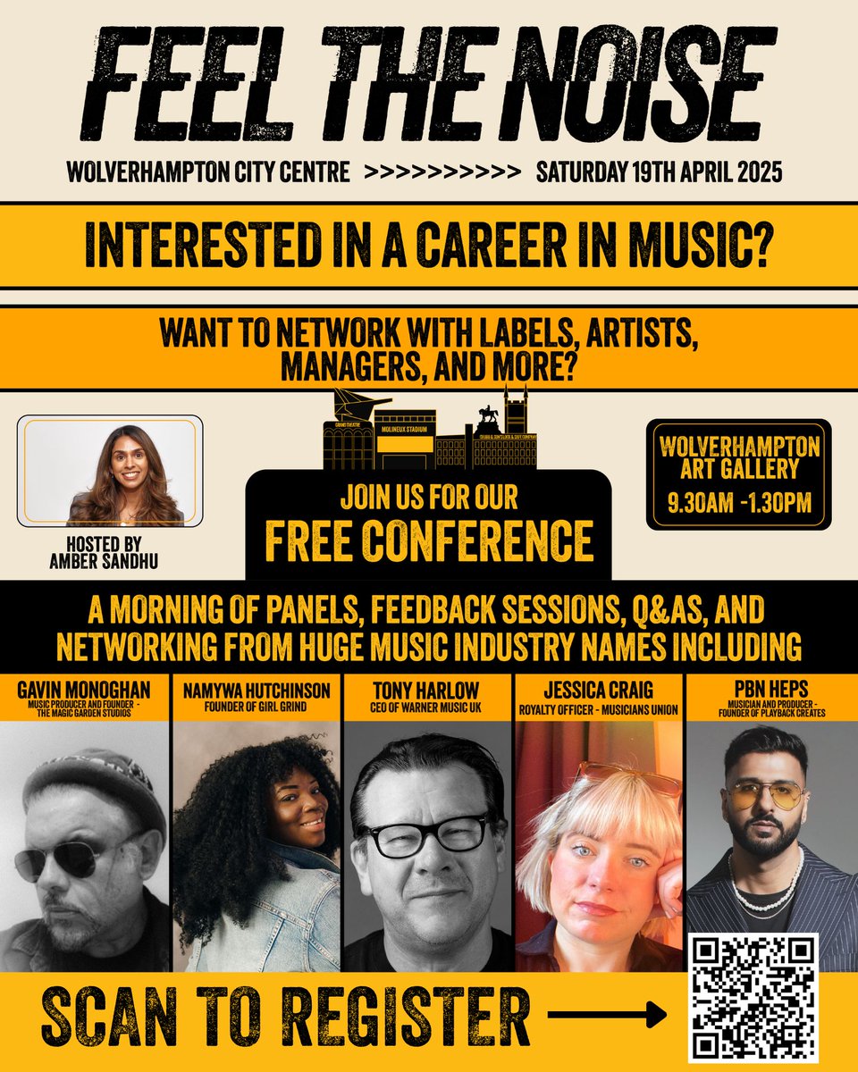 🎸 Last call for tickets for the first ever Feel the Noise, Wolverhampton's own music festival, taking place this Saturday. Hosted by <a href="/fennerstweets/">John Fendley</a>.

🎟One ticket.  Three venues, so many great bands. Plus a free industry conference in the morning.

🔗 feelthenoisefestival.com