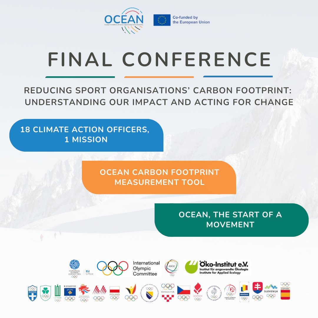🔔 Join us for the #OCEANPROJECT Final Conference!

🗓 13 May 2025
🕒 14:00–17:30 CET
📍 Brussels &amp; Online

Hear from 18 Climate Action Officers, discover the new Carbon Footprint Measurement Tool and join us in climate action!
🔗 Register here: tinyurl.com/427ykzxd