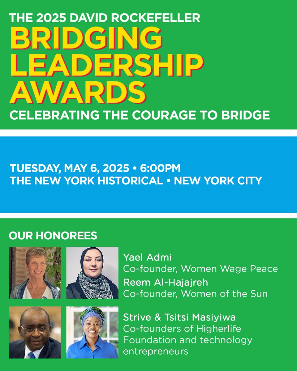 Now more than ever, we need leaders who bridge divides. Join us May 6 at the NY Historical for the 2025 Bridging Leadership Awards. #BridgingLeadership
 
buff.ly/SsDIrQk