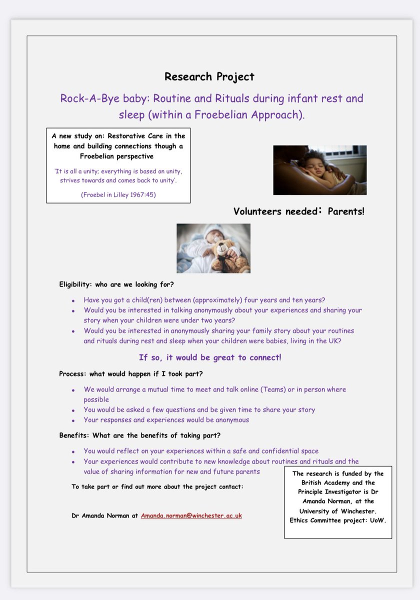 🌟Experiences of infant Rest and Sleep routines and rituals🌟
Call for participants!! Please share and happy to discuss further 🌟🌟🌟🌟🌟