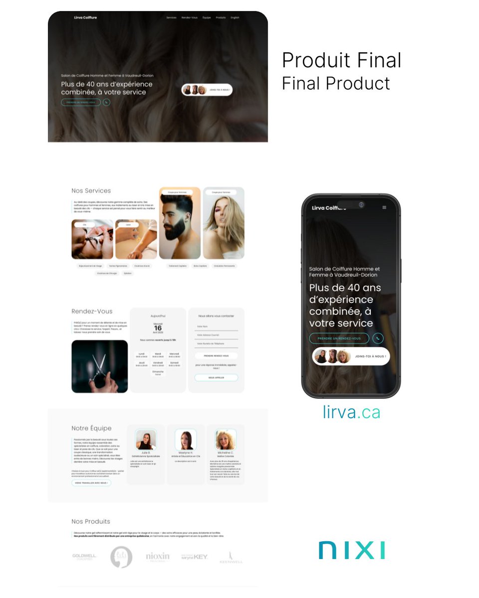 nixicanada's tweet image. We have supported Lirva Coiffure, a beauty salon, in the design and development of their website.
Nous avons accompagné Lirva Coiffure, un salon de beauté, dans la conception et le développement de leur site web.
#WebDesign #DesignWeb #WebsiteDesign #Barbershop #HairSalon