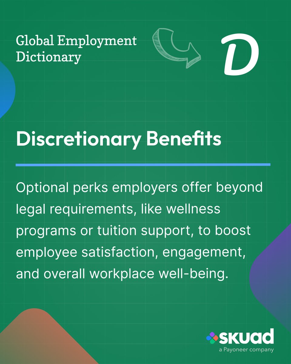 📘 In today’s Global Employment Dictionary series — Discretionary Benefits 💼✨

❓Did you know❓
Companies that offer strong discretionary benefits see up to 56% higher employee engagement and improved talent retention💡

Would you stay for the perks? Tell us in comments!
