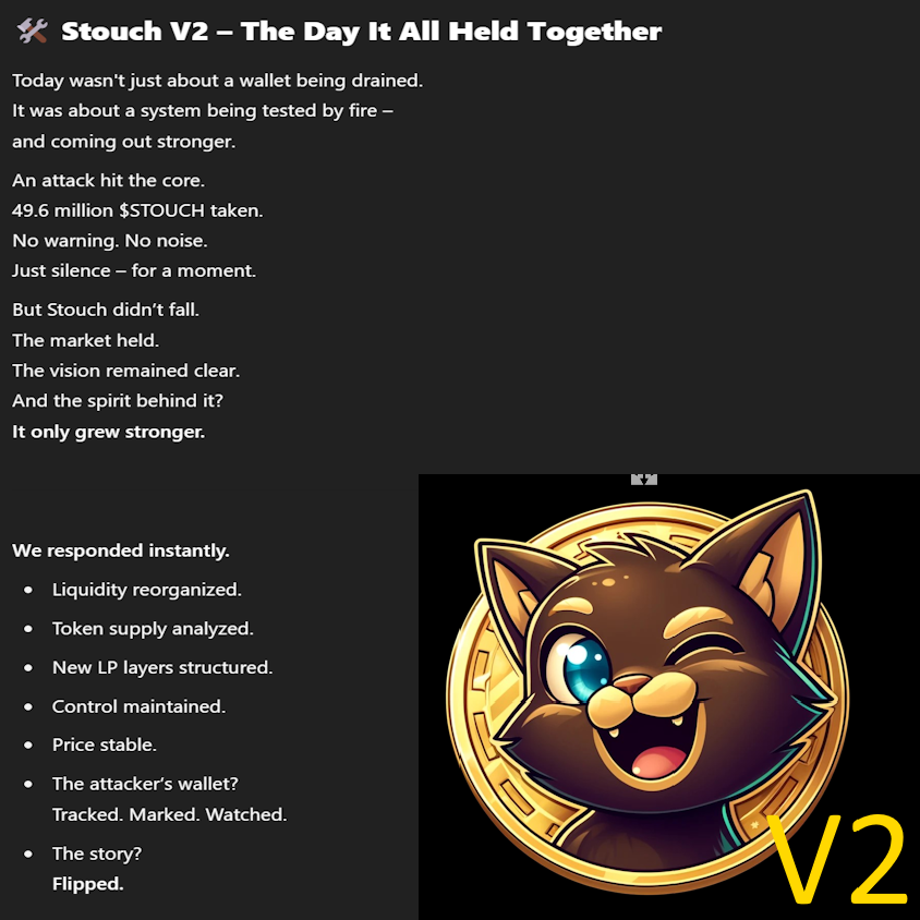 Stouch_io's tweet photo. “Yeah, we got hit. And we just built stronger armor.” https://t.co/ekOAdh2vQL