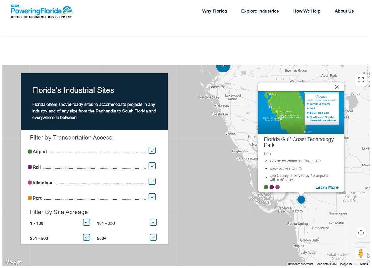 With nearly 4️⃣0️⃣ industrial sites from South Florida to the Panhandle, our new Florida First Sites website has a location for every business. The fully updated website includes four sites across Charlotte, Lee and Sarasota counties, offering an ideal spot for companies looking