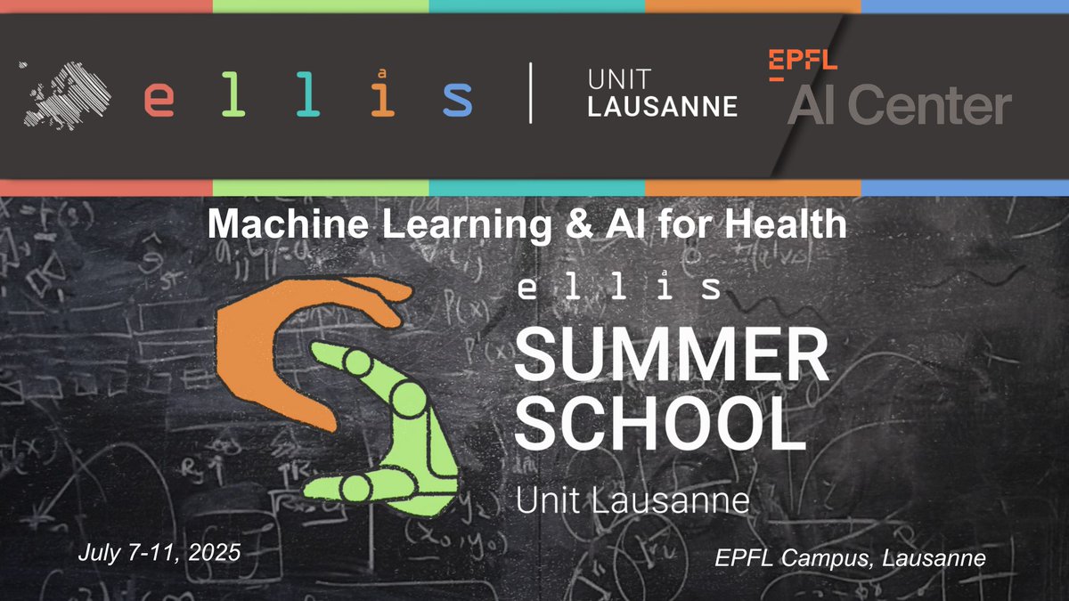 EPFL_AI_Center (@epfl_ai_center) on Twitter photo ⌛Two weeks left to take advantage of the early bird rate for our ELLIS Summer School!
Join us and learn from leading experts in the fields of AI and biomedicine!
👉 Information and registration here: epfl.ch/research/domai…
<a href="/ICepfl/">EPFL Computer and Communication Sciences</a> <a href="/epflSV/">EPFL Life Sciences</a> <a href="/EPFLEngineering/">EPFL School of Engineering</a> <a href="/ELLISforEurope/">ELLIS</a> ⌛Two weeks left to take advantage of the early bird rate for our ELLIS Summer School!
Join us and learn from leading experts in the fields of AI and biomedicine!
👉 Information and registration here: epfl.ch/research/domai…
<a href="/ICepfl/">EPFL Computer and Communication Sciences</a> <a href="/epflSV/">EPFL Life Sciences</a> <a href="/EPFLEngineering/">EPFL School of Engineering</a> <a href="/ELLISforEurope/">ELLIS</a>