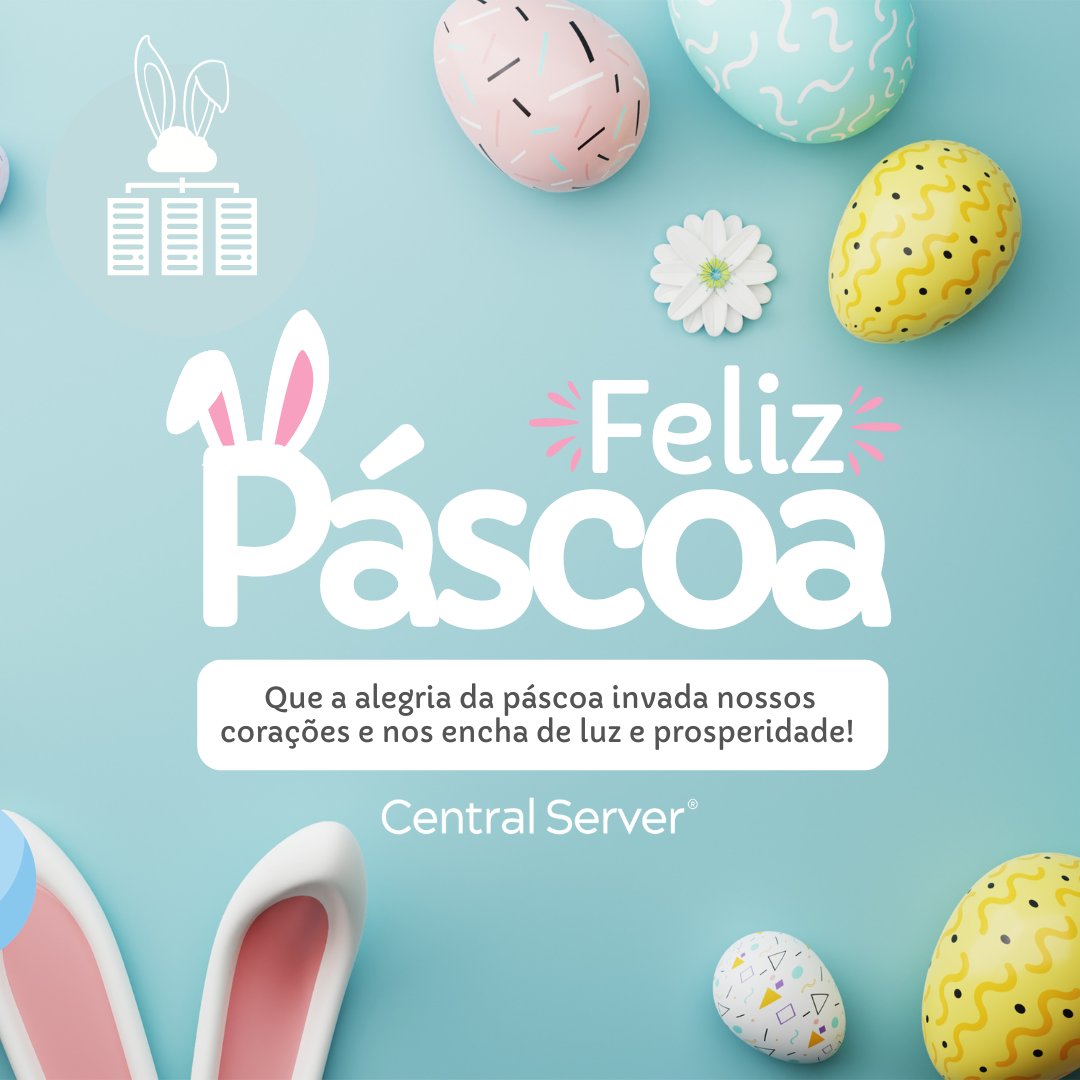 centralserver's tweet image. 🐰🌷 Nesta Páscoa, que a renovação e a alegria estejam presentes em cada momento! Feliz Páscoa da equipe CentralServer! 🥚✨ #FelizPáscoa #CentralServer