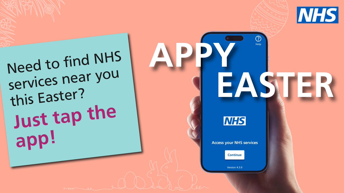 #AppyEaster | This #Easter, use the NHS App to find healthcare services near you.
Just tap the app!

nhs.uk/nhs-app/