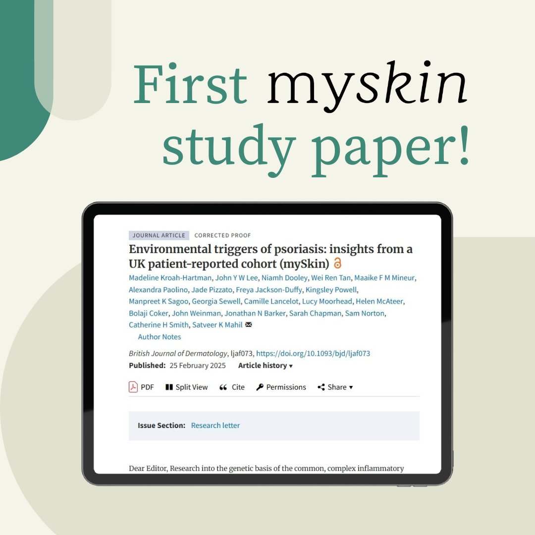 myskinstudy's tweet image. The first findings from the #mySkin study have now been published! 🎉

Thank you to all mySkin participants for making this research possible! 💛

Check out the full summary here: psoriasis-association.org.uk/news/myskin-st…📲

#psoriasis #psoriasisresearch #skinhealth #skinresearch #dermatology