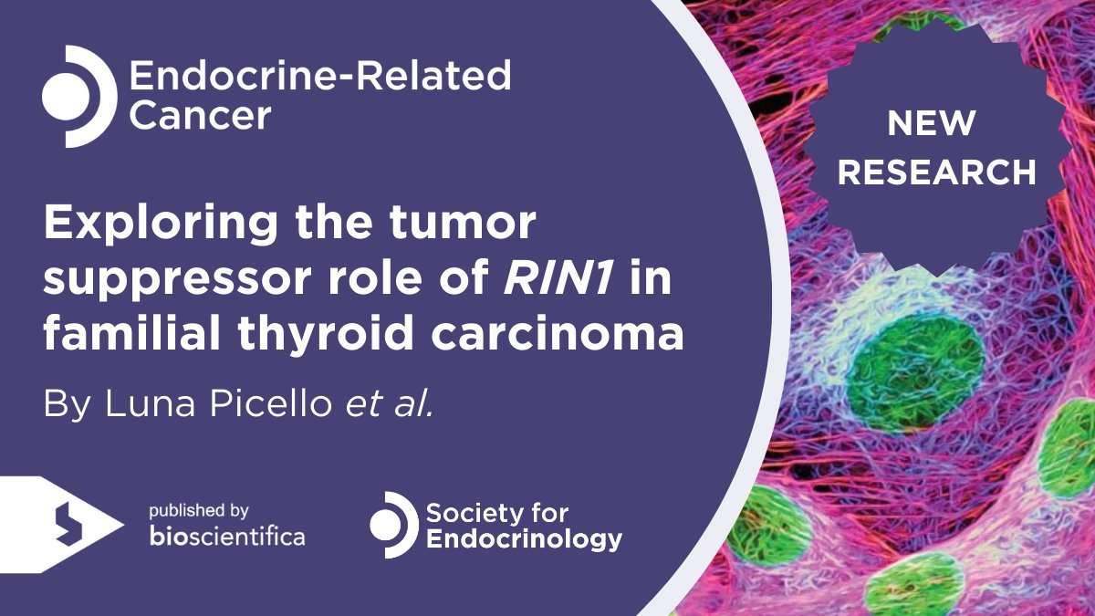A new study by Luna Picello <a href="/DiBio_UniPD/">Department of Biology – University of Padova</a> et al. provides compelling evidence supporting #RIN1 as a tumour suppressor gene within #thyroid cells. Read it here👉 doi.org/10.1530/ERC-24…