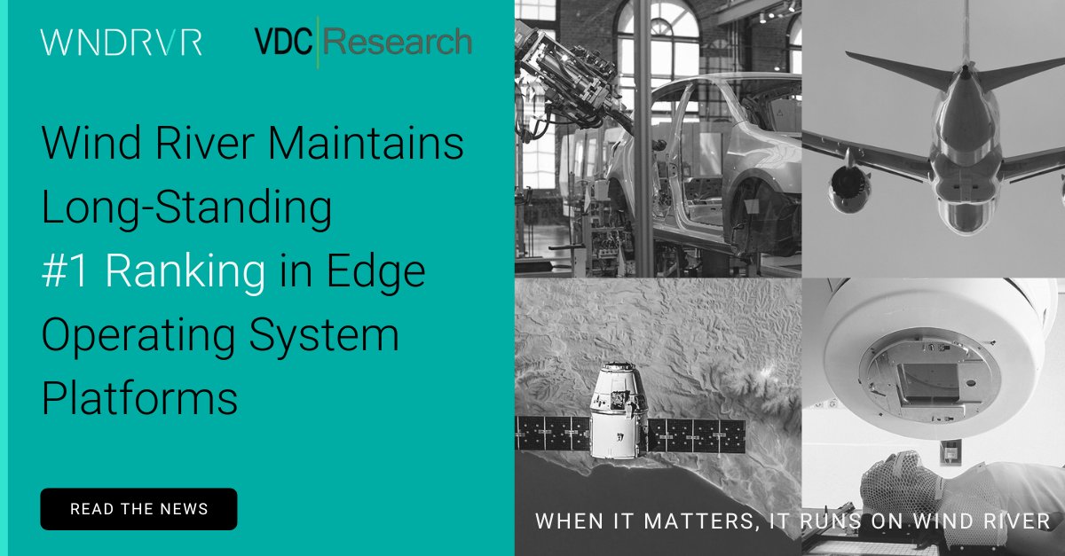WindRiver's tweet image. Fantastic news! 🎉 Thrilled to share that @VDC_Research has once again ranked Wind River as #1 in the edge OS platform market and as a leading edge AI development solutions provider: windriver.com/news/press/new…
#IntelligentEdge #EdgeAI #SoftwareDefined #VxWorks #Linux