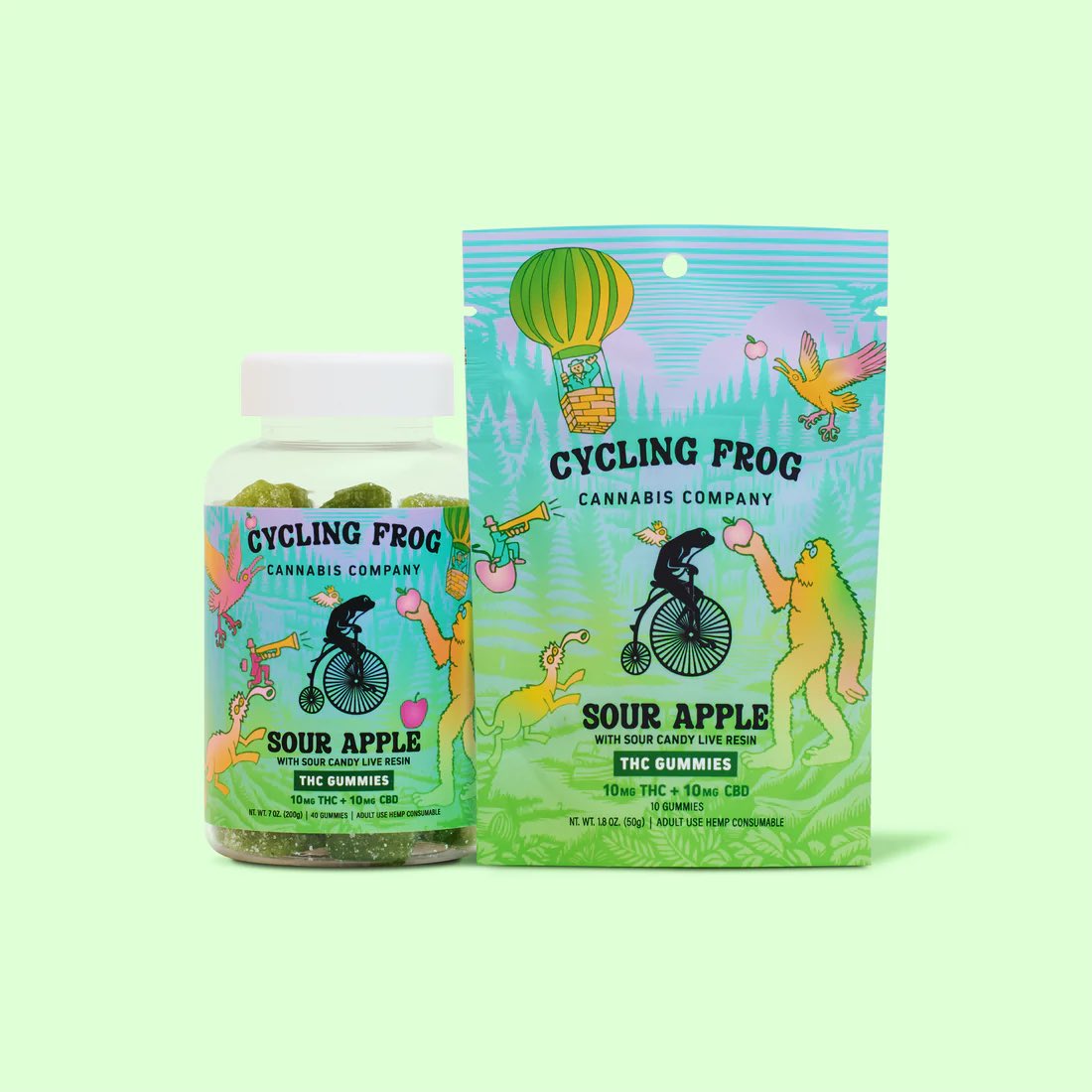 SmokeNVape710's tweet photo. Some new @CyclingFrogCBD products in our store for 420! These are limited edition ๐
#420Life #420friendly #sourapple #cyclingfrog #liveresin #gummies https://t.co/nsvLk518K5