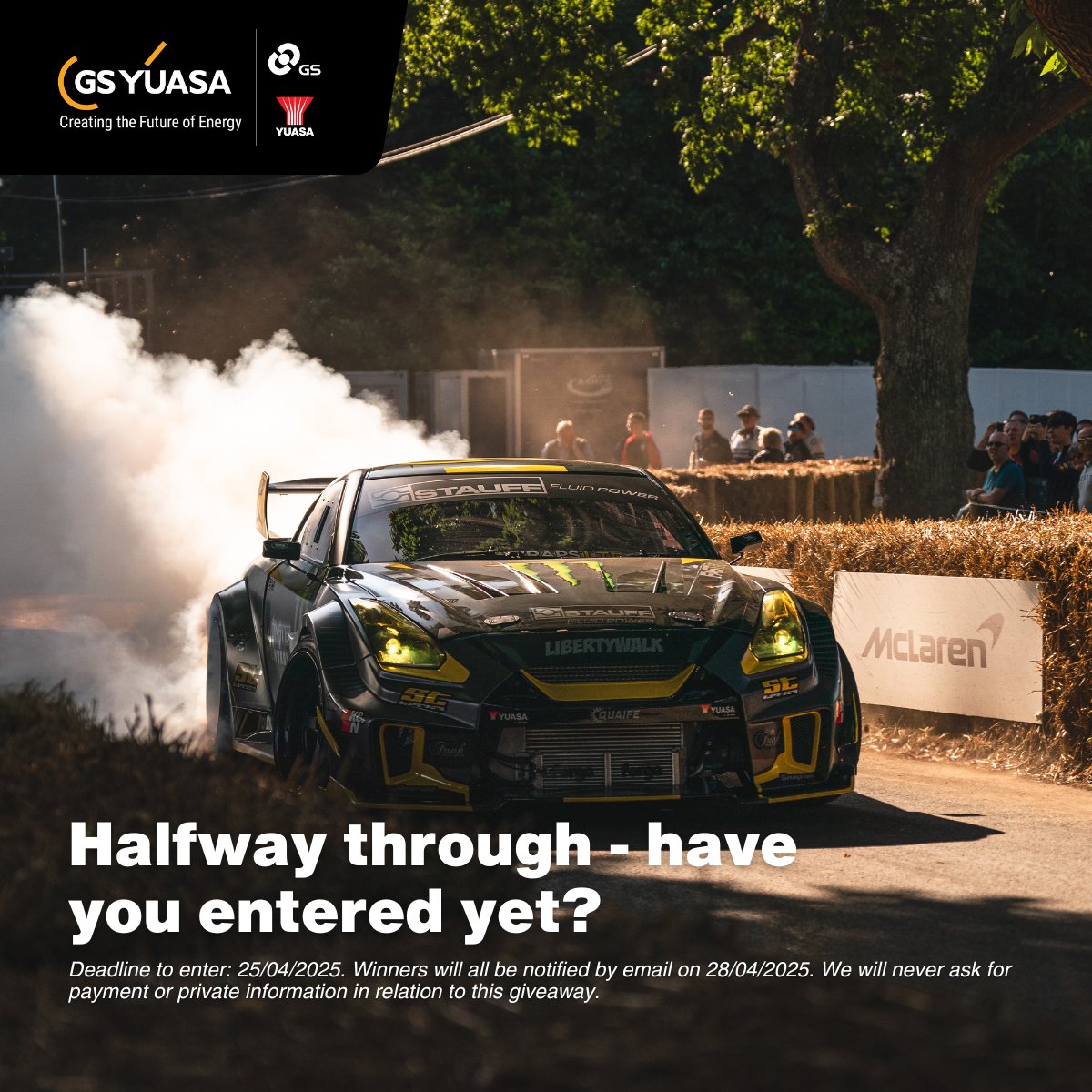 ⏰ Don’t miss your chance to WIN 2x tickets to Initiate Show 2025 at Goodwood! 🏁⚡

We’re giving away 5x PAIRS 🎟️
How to enter:
✅ Like the giveaway post
✅ Tag a friend

📅 Event: Mon 5 May
⏳ Closes: Fri 25 April

#WinWithYuasa #GSYuasa