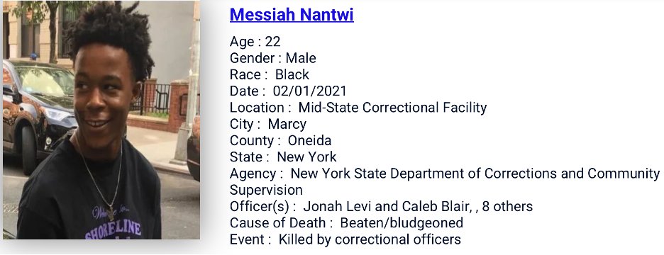 IncarcerNation's tweet photo. Ten correctional officers were just charged -  https://t.co/KA1Ucutj8H 

for the in-custody death of Messiah Nantwi. He was stomped, beaten and bludgeoned to death in serial beatings by 3 officers inside of Mid-State Correctional Facility. More in link. https://t.co/ceB9kKnpCA