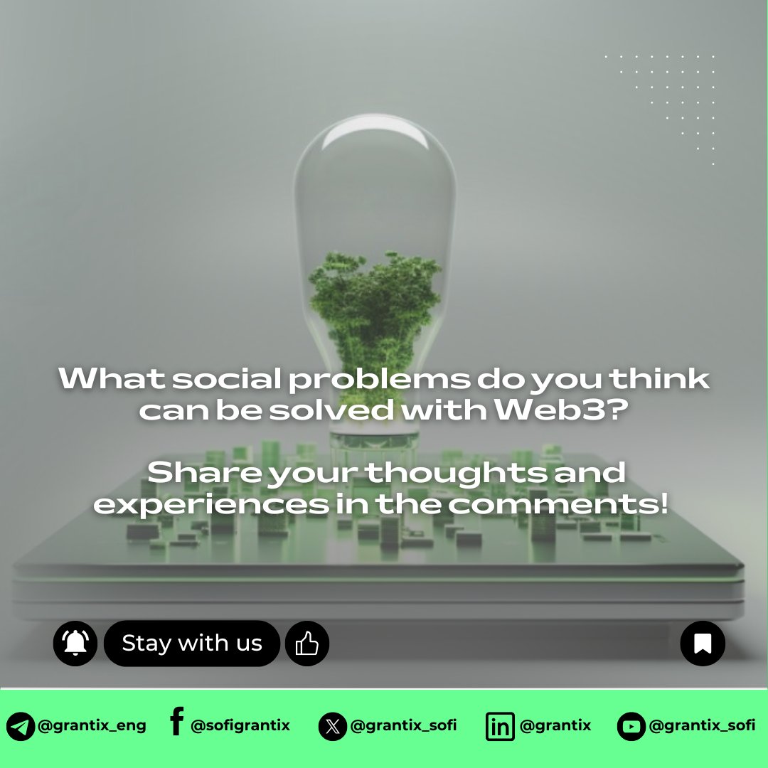 GrantiX_SoFi's tweet image. #Web3 #SocialProjects #TechnologiesForGood #Decentralization #SocialInitiatives #Innovation #TechnologiesForSocialChange #DAO #DigitalTransformation