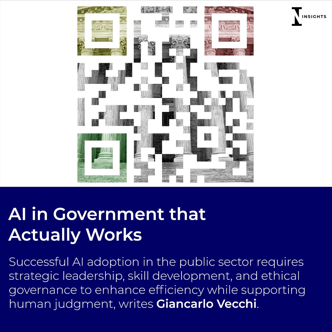 BlueSky Education PR (@bluesky_edu) on Twitter photo #AI in #Government that works 🤖🏛️
Successful AI adoption in the public sector needs strategic leadership, skill development, and ethical governance to enhance efficiency while supporting human judgment, writes Giancarlo Vecchi at <a href="/POLIMI_GSoM/">POLIMI GSoM</a>.
<a href="/IeInsights/">IE Insights</a>
hubs.la/Q03hMHtC0 #AI in #Government that works 🤖🏛️
Successful AI adoption in the public sector needs strategic leadership, skill development, and ethical governance to enhance efficiency while supporting human judgment, writes Giancarlo Vecchi at <a href="/POLIMI_GSoM/">POLIMI GSoM</a>.
<a href="/IeInsights/">IE Insights</a>
hubs.la/Q03hMHtC0
